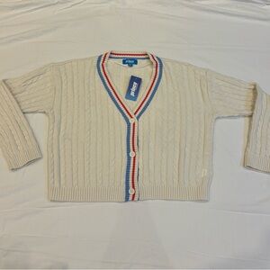 Prince - Cream Cardigan with Red and Blue Trim